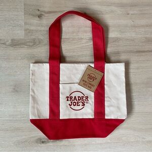 NEW Trader Joe's Mini Canvas Tote Bag - Red